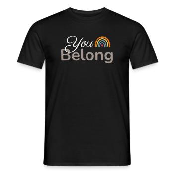 You Belong Rainbow Heart Design - Men's T-Shirt - black - Front - AI Model Male 178 light (178cm)