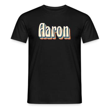 Aaron T-Shirt Retro T-Shirt Vintage Geschenkidee - Männer T-Shirt - Schwarz - Vorne - AI Model Male 178 light (178cm)