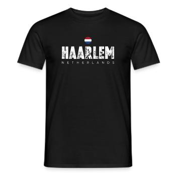 Haarlem Distressed Logo - Men's T-Shirt - black - Front - AI Model Male 178 light (178cm)