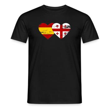 Spain Georgia Flag Heart used - Men's T-Shirt - black - Front - AI Model Male 178 light (178cm)