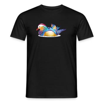 Bunte Mandarinente auf dem Wasser – bunte Eleganz - Männer T-Shirt - Schwarz - Vorne - AI Model Male 178 light (178cm)