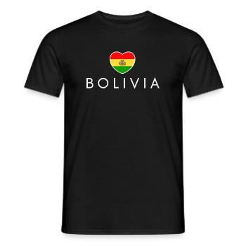 Cœur avec drapeau bolivien, fierté bolivienne - T-shirt homme - noir - Devant - AI Model Male 178 light (178cm)