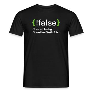 false - Lustiger Programmierer Spruch - Männer T-Shirt - Schwarz - Vorne - AI Model Male 178 light (178cm)