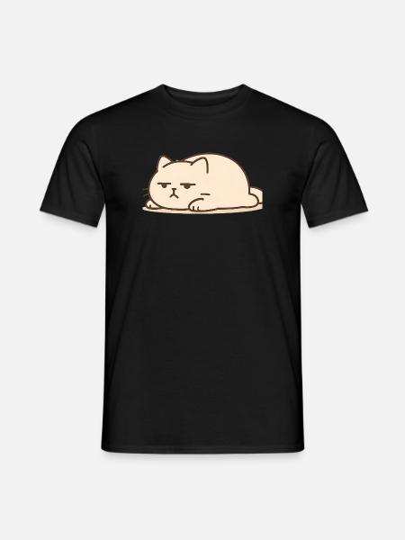 Sleeping cat in kawaii style - Men's T-Shirt - black