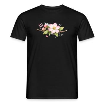 Branche de fleurs de pommier avec des accents de graffiti - T-shirt homme - noir - Devant - AI Model Male 178 light (178cm)