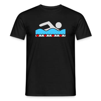 Nageur, Pictogramme, Nage libre, Vague, Piscine, Sport - T-shirt homme - noir - Devant - AI Model Male 178 light (178cm)