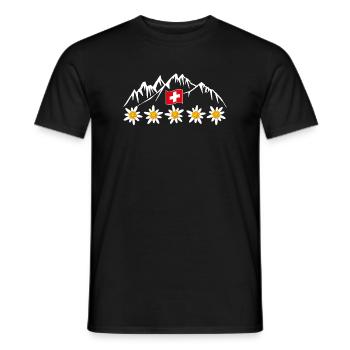 Switzerland, mountains, glaciers, vacation - Men's T-Shirt - black - Front - AI Model Male 178 light (178cm)