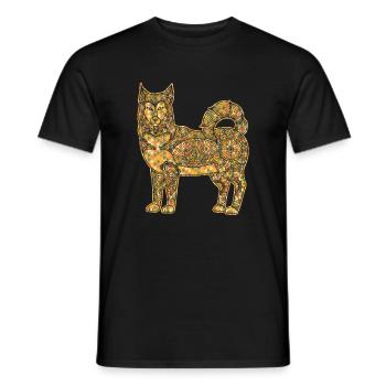 Chemises géométriques en malamute d'Alaska - T-shirt homme - noir - Devant - AI Model Male 178 light (178cm)