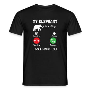 Elephant My Elephant Is Calling - Men's T-Shirt - black - Front - AI Model Male 178 light (178cm)