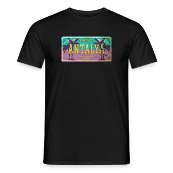 Antalya Turkey Beach Vintage Sign - Men's T-Shirt - black - Front - AI Model Male 178 light (178cm)