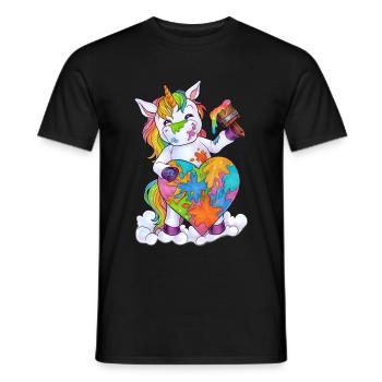 Einhorn bunt Herz freie Liebe LGBT - Männer T-Shirt - Schwarz - Vorne - AI Model Male 178 light (178cm)