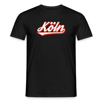 Design de lettrage en cologne avec contour rouge - T-shirt homme - noir - Devant - AI Model Male 178 light (178cm)