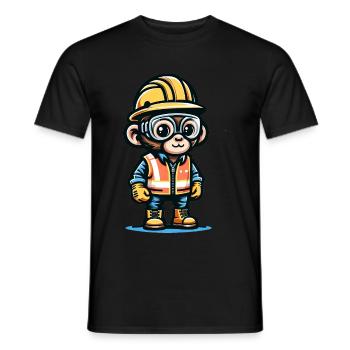Cute Monkey Construction Worker - Männer T-Shirt - Schwarz - Vorne - AI Model Male 178 light (178cm)