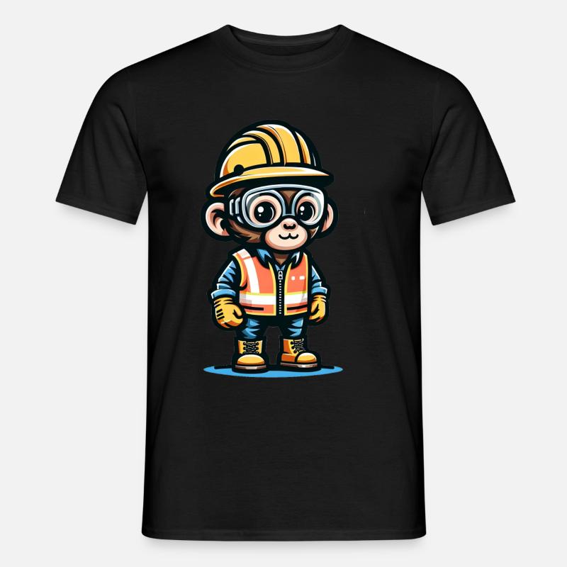 Cute Monkey Construction Worker - Men's T-Shirt - black