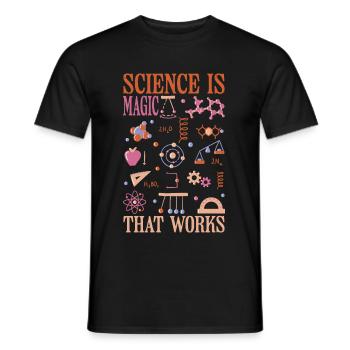 La science est une magie qui fonctionne 12 - T-shirt homme - noir - Devant - AI Model Male 178 light (178cm)