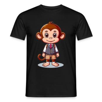 Singe écolier mignon - T-shirt homme - noir - Devant - AI Model Male 178 light (178cm)