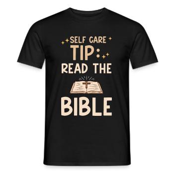 Self Care Tip Read The Bible 4 - Männer T-Shirt - Schwarz - Vorne - AI Model Male 178 light (178cm)