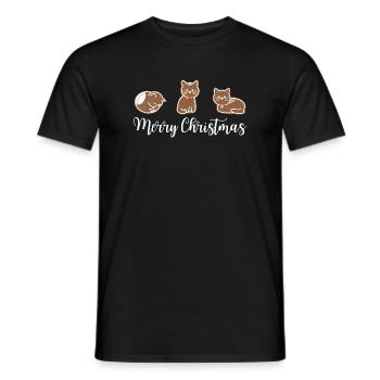 Gingerbread cats wish you a Merry Christmas - Men's T-Shirt - black - Front - AI Model Male 178 light (178cm)