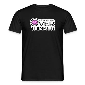 Professional Overthinker Funny Brooding Anxiety Logo - Men's T-Shirt - black - Front - AI Model Male 178 light (178cm)