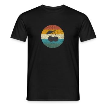 Retro vintage sunset cherries - Men's T-Shirt - black - Front - AI Model Male 178 light (178cm)