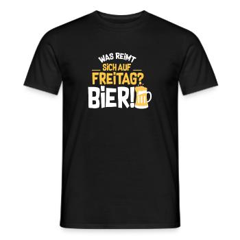 What rhymes with Friday? Beer! - Men's T-Shirt - black - Front - AI Model Male 178 light (178cm)