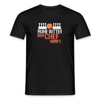 Ruhe bitte! Der Chef wirft. - Männer T-Shirt - Schwarz - Vorne - AI Model Male 178 light (178cm)