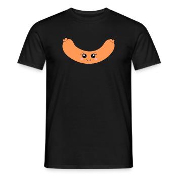 Kawaii Hotdog Sausage - Men's T-Shirt - black - Front - AI Model Male 178 light (178cm)