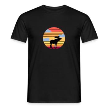 Sonnenuntergang Elch Tier - Männer T-Shirt - Schwarz - Vorne - AI Model Male 178 light (178cm)