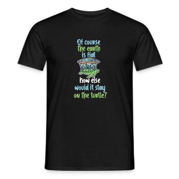 Flat earth turtle - Men's T-Shirt - black - Front - AI Model Male 178 light (178cm)