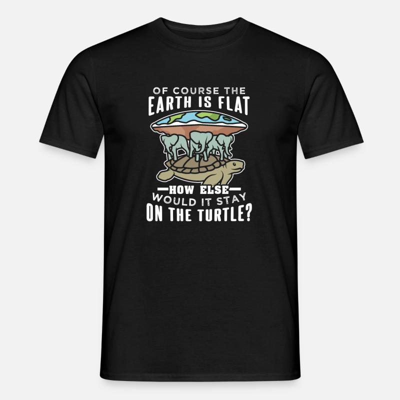 Flache Erde Schildkröte Elefanten - Männer T-Shirt - Schwarz