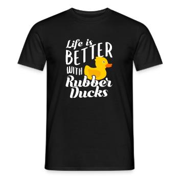 Canard de bain en caoutchouc - T-shirt homme - noir - Devant - AI Model Male 178 light (178cm)