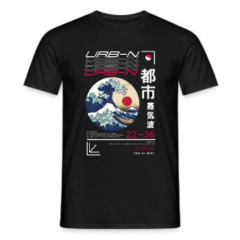 La grande vague au large de Kanagawa | Urbain japonais - T-shirt homme - noir - Devant - AI Model Male 178 light (178cm)