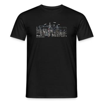 Marburg an der Lahn, Schloss, Hessen, Zeichnung - Männer T-Shirt - Schwarz - Vorne - AI Model Male 178 light (178cm)