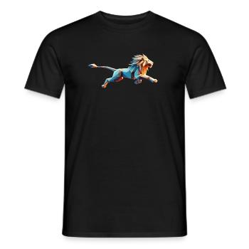 Ausführen von Lion Origami Geometric 3D - Männer T-Shirt - Schwarz - Vorne - AI Model Male 178 light (178cm)