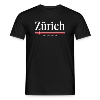 Zurich, Suisse - T-shirt homme - noir - Devant - AI Model Male 178 light (178cm)