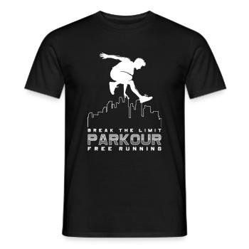 Freerunning Laufen Hindernis Traceur - Männer T-Shirt - Schwarz - Vorne - AI Model Male 178 light (178cm)