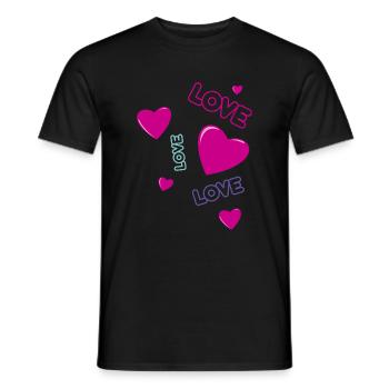 Cute pink Hearts and Love - romantic design - Men's T-Shirt - black - Front - AI Model Male 178 light (178cm)