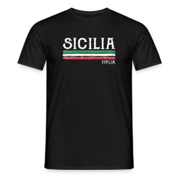 Sicilia Italia Distressed Flag - Men's T-Shirt - black - Front - AI Model Male 178 light (178cm)