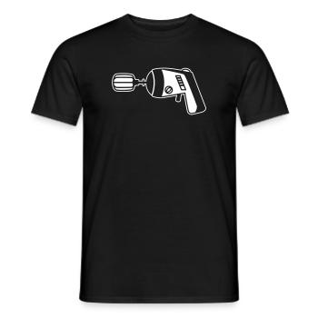Phaser meets Mixer – Funny Geek & Cook - Men's T-Shirt - black - Front - AI Model Male 178 light (178cm)