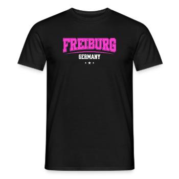 Freiburg Germany College lettering Pink Urban - Men's T-Shirt - black - Front - AI Model Male 178 light (178cm)