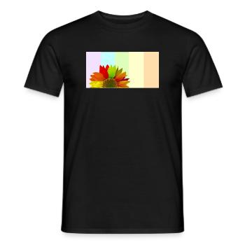 Colorful Rainbow Sunflower – Pastel Stripe Aesthet - Men's T-Shirt - black - Front - AI Model Male 178 light (178cm)