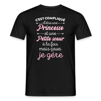 Petite Sœur Et Princesse Cadeau Drôle Pour Sœur - T-shirt homme - noir - Devant - AI Model Male 178 light (178cm)