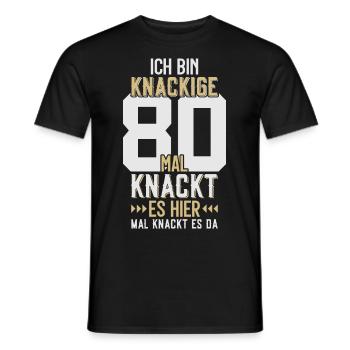 80. GEBURTSTAG 1946 KNACKIGE 80 - Männer T-Shirt - Schwarz - Vorne - AI Model Male 178 light (178cm)