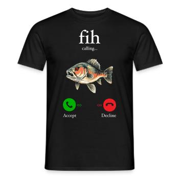 Fih Calling Remind me Message Decline Accept Phone - T-shirt homme - noir - Devant - AI Model Male 178 light (178cm)