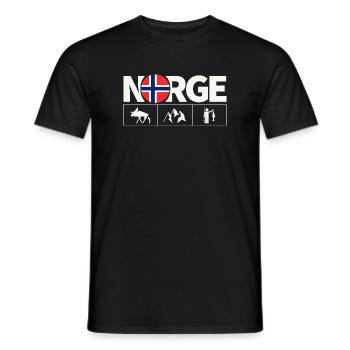 Norway Flag Moose Fishing Fjord - Men's T-Shirt - black - Front - AI Model Male 178 light (178cm)