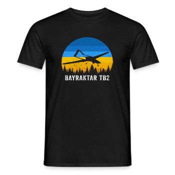 Bayraktar TB2 Turkish Drone Support Ukraine - Men's T-Shirt - black - Front - AI Model Male 178 light (178cm)