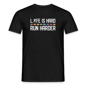 Das Leben ist hart. Laufen Sie härter. - Männer T-Shirt - Schwarz - Vorne - AI Model Male 178 light (178cm)