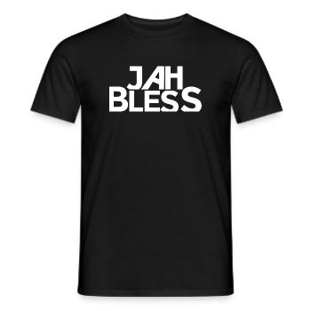 Jah Bless Blockschrift Design - Männer T-Shirt - Schwarz - Vorne - AI Model Male 178 light (178cm)