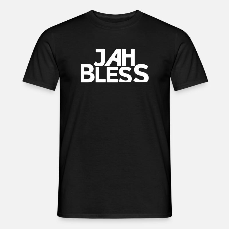 Jah Bless Blockschrift Design - Männer T-Shirt - Schwarz