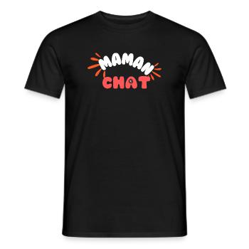 Maman chat: motif doux patte et lettres - T-shirt homme - noir - Devant - AI Model Male 178 light (178cm)